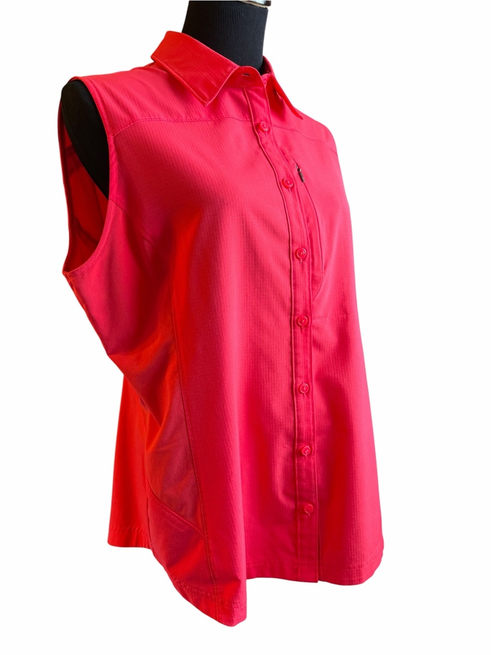 Columbia Omni-Shade Sleeveless Fishing Shirt XL Red UPF Button Up Outdoor Top - Picture 4 of 7